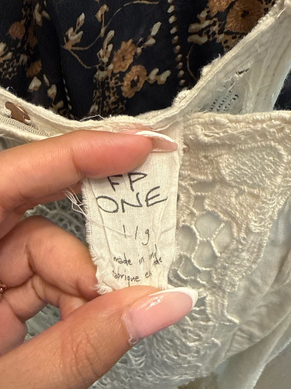 Free People Cream Lace Mini Dress with Crochet Panels - Picture 3 of 3